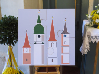 Die vier Kirchtürme von Mäbenberg, Georgensgmünd, Rittersbach und Petersgmünd.